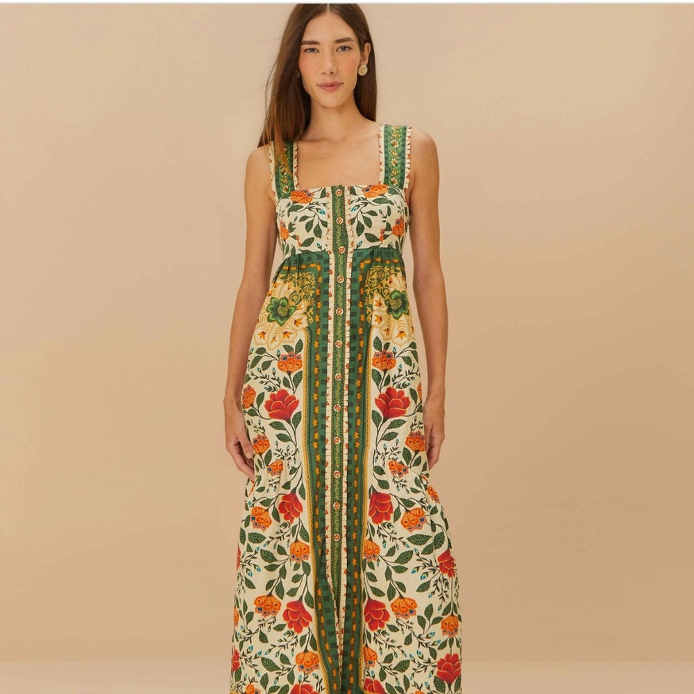 FARM Rio Back Bow Garden Tapestry Maxi Dress